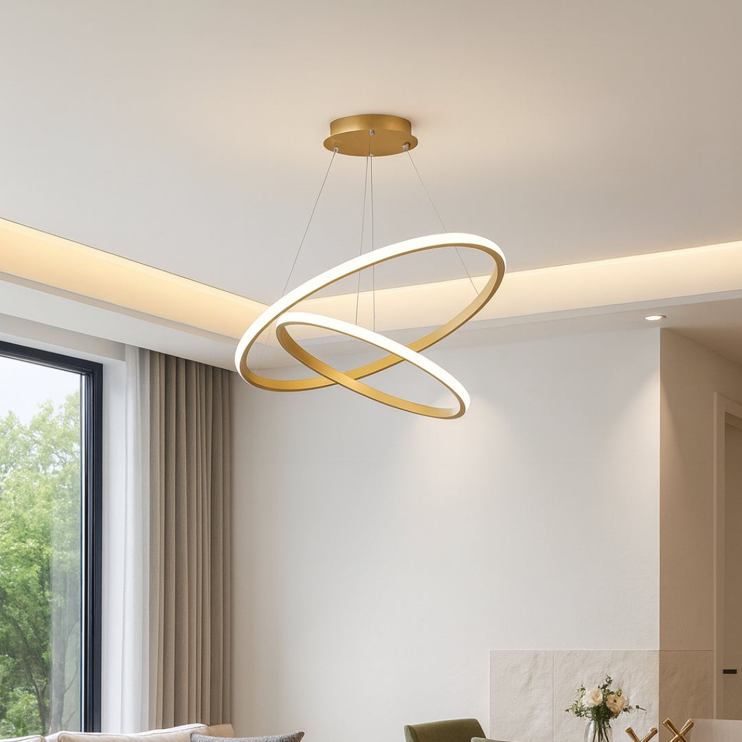 LED Висящ полилей 2 кръга (20+40) 3 цвята | КОД: 02 ГОЛД