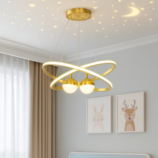 LED Висящ полилей 2 кръга(40+60) и 2 топки | КОД: 16 Голд