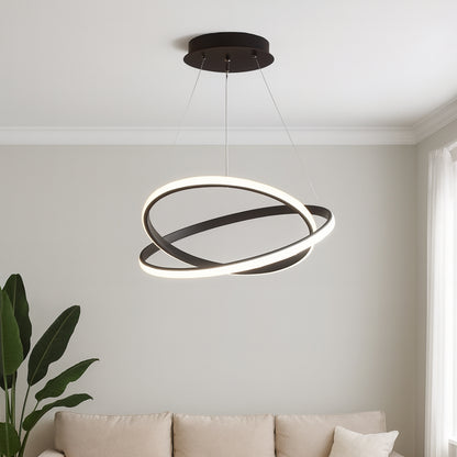 LED Висящ полилей 2 кръга (40+60) 3 цвята | КОД: 02 ЧЕРЕН