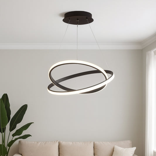 LED Висящ полилей 2 кръга (40+60) 3 цвята | КОД: 02 ЧЕРЕН