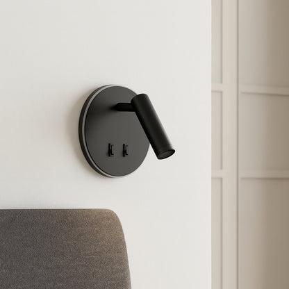 Черен Стенна лампа ГАМА | 3W+10W