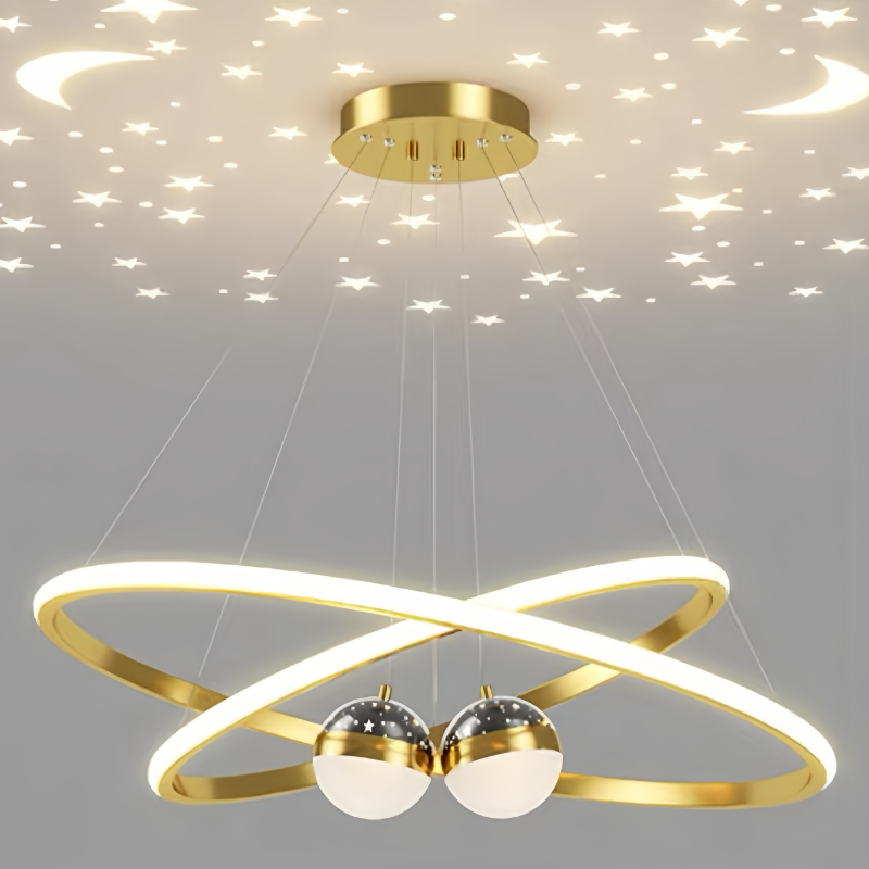 LED Висящ полилей 2 кръга(40+60) и 2 топки | КОД: 16 Голд