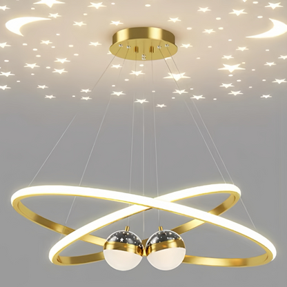 LED Висящ полилей 2 кръга(40+60) и 2 топки | КОД: 16 Голд
