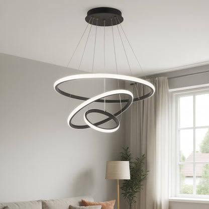 LED Висящ полилей 3 кръга (20+40+60) 3 цвята | КОД: 03 ЧЕРЕН