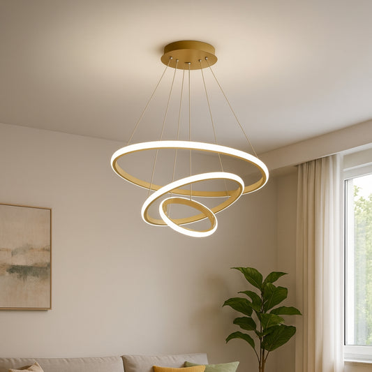 LED Висящ полилей 3 кръга (20+40+60) 3 цвята ГОЛД | КОД: 03 Голд