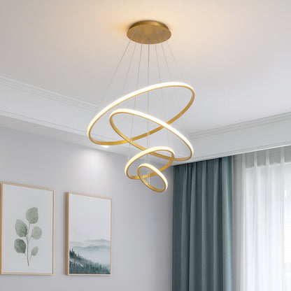 LED Висящ полилей 4 кръга (20+40+60+80) 3 цвята ГОЛД | КОД: 04 Голд