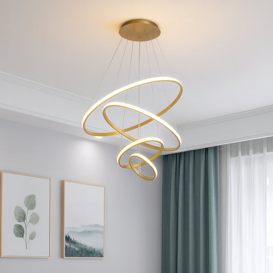 LED Висящ полилей 4 кръга (20+40+60+80) 3 цвята ГОЛД | КОД: 04 Голд