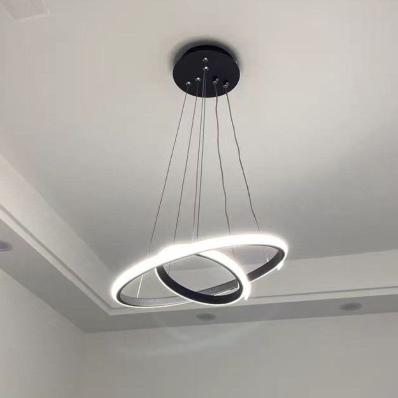 LED Висящ полилей 2 кръга (20+40) 3 цвята | КОД: 02 ЧЕРЕН